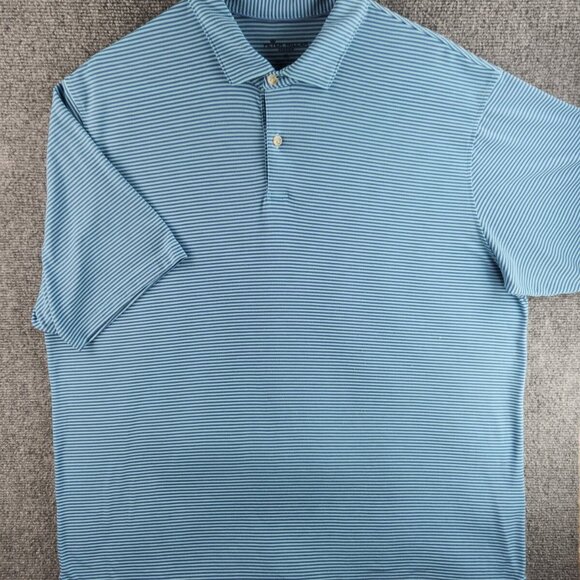 Peter Millar Seaside Polo Shirt Striped Blue XL Stretch Golf Short Sleeve Adult - Picture 2 of 11
